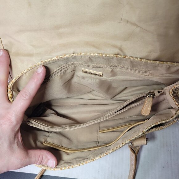 Giani Bernini Classic Tan Woven Straw & Leather Handbag With Dual Handles - Picture 4 of 15